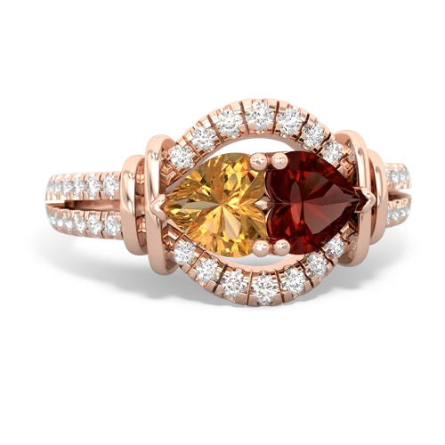 citrine-garnet pave keepsake ring