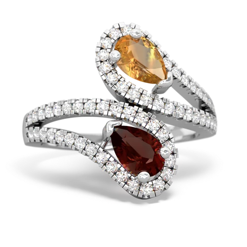 citrine-garnet pave swirls ring