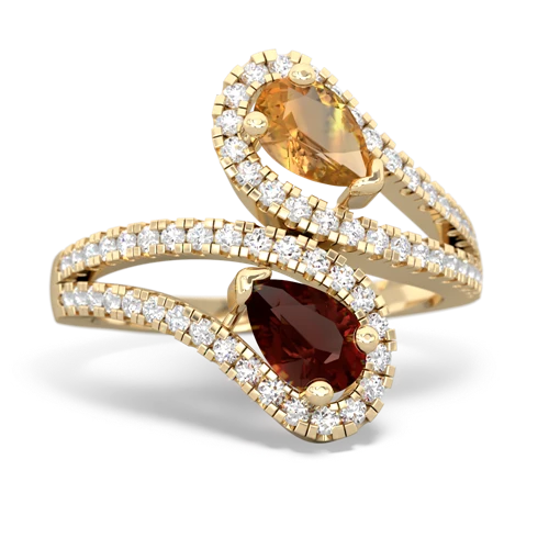 citrine-garnet pave swirls ring