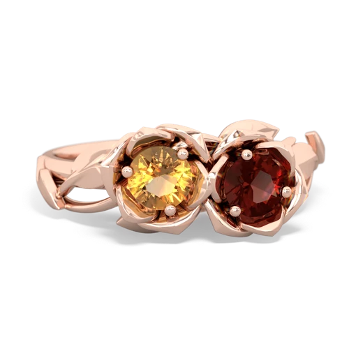 citrine-garnet roses ring