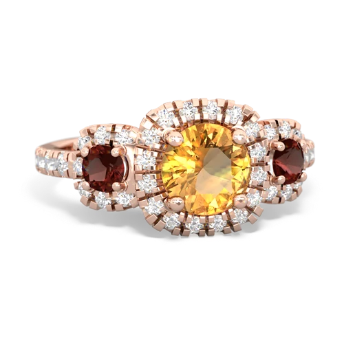 citrine-garnet three stone regal ring