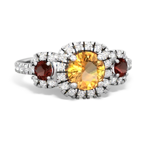 citrine-garnet three stone regal ring