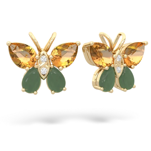 citrine-jade butterfly earrings