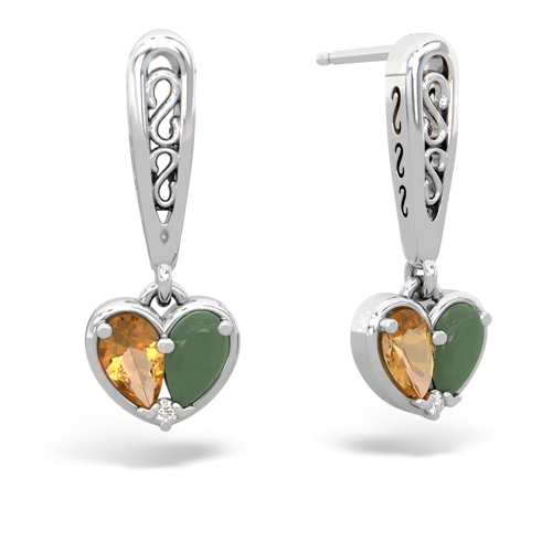 citrine-jade filligree earrings