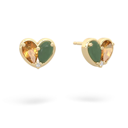 citrine-jade one heart earrings