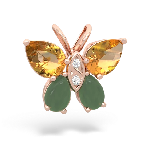citrine-jade butterfly pendant