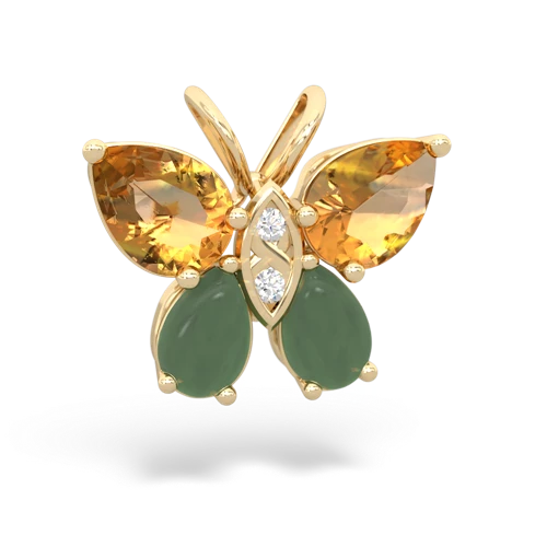 citrine-jade butterfly pendant