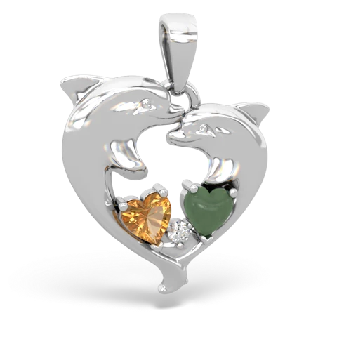 citrine-jade dolphins pendant