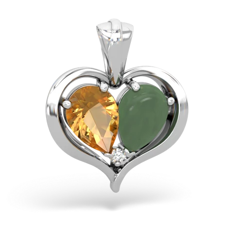 citrine-jade half heart whole pendant