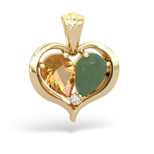 citrine-jade half heart whole pendant