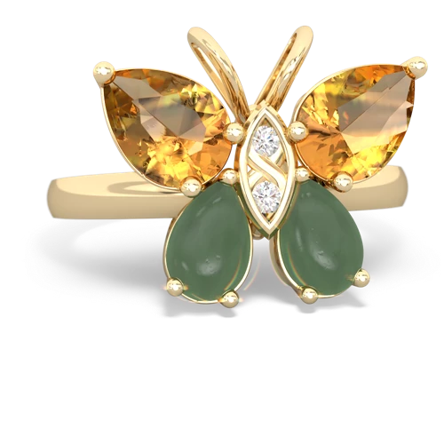 citrine-jade butterfly ring