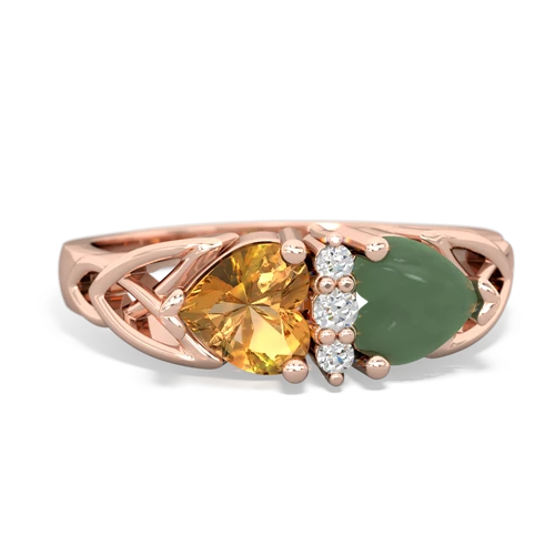 citrine-jade celtic ring