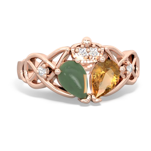 citrine-jade claddagh ring