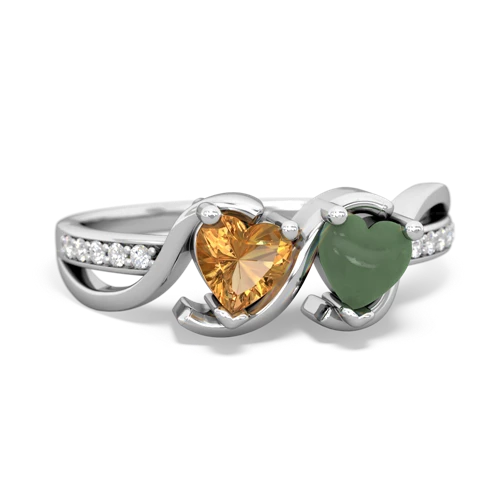 citrine-jade double heart ring