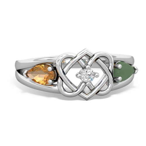 citrine-jade double heart ring