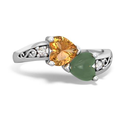 citrine-jade filligree ring