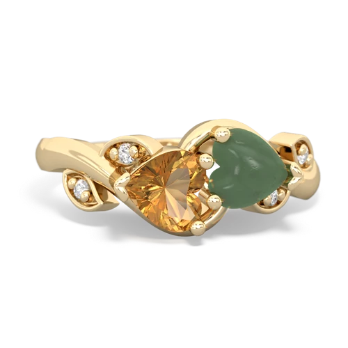 citrine-jade floral keepsake ring