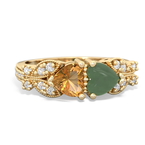 citrine-jade keepsake butterfly ring