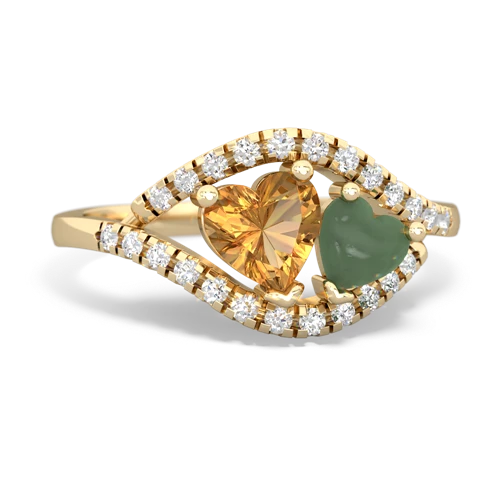 citrine-jade mother child ring