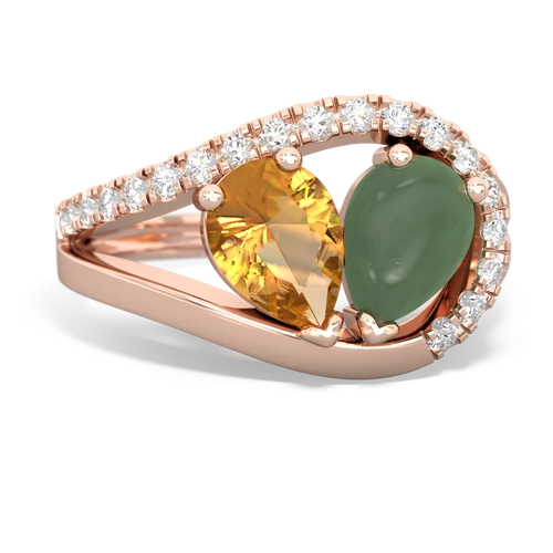 citrine-jade pave heart ring