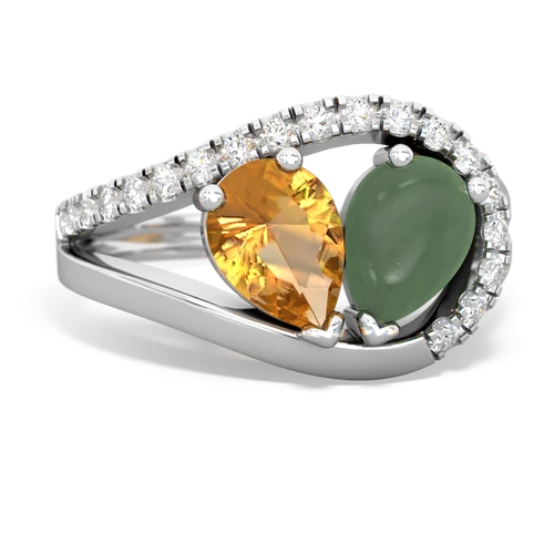 citrine-jade pave heart ring