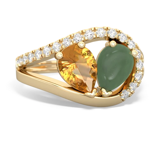 citrine-jade pave heart ring