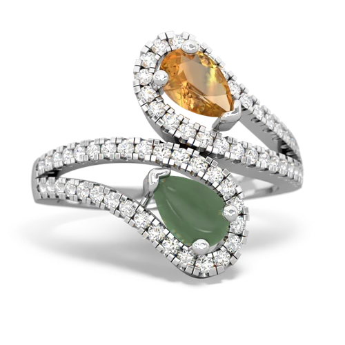 citrine-jade pave swirls ring