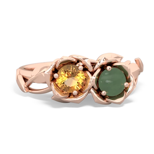 citrine-jade roses ring