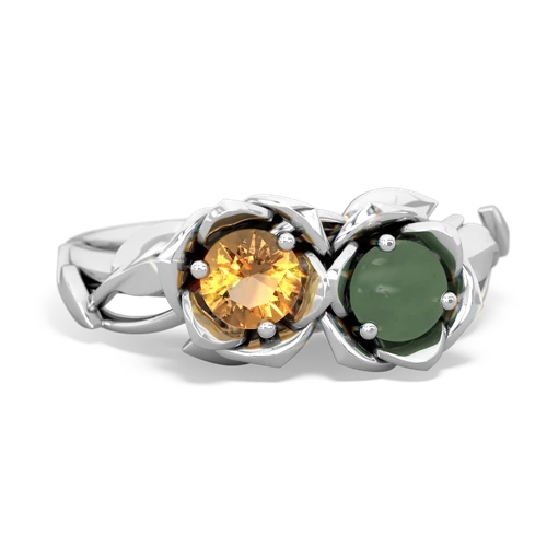 citrine-jade roses ring