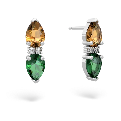 citrine-lab emerald bowtie earrings