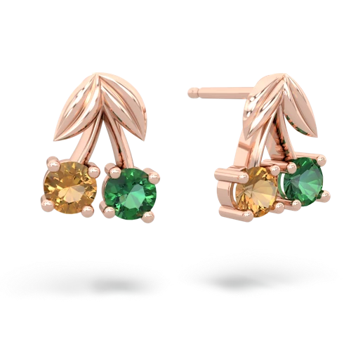 citrine-lab emerald cherries earrings