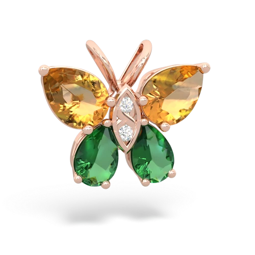 citrine-lab emerald butterfly pendant