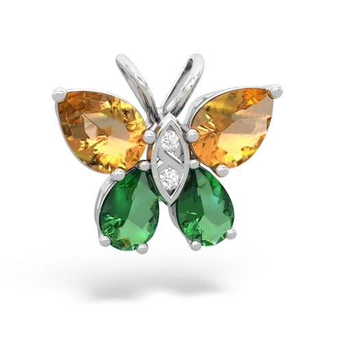 citrine-lab emerald butterfly pendant