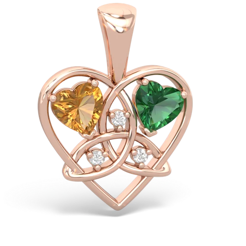 citrine-lab emerald celtic heart pendant