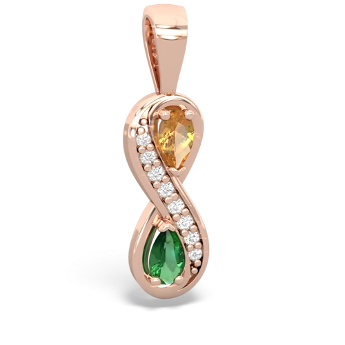 citrine-lab emerald keepsake infinity pendant