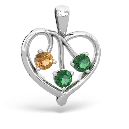 Citrine Genuine Citrine with Lab Created Emerald and Genuine Opal Glowing Heart pendant Pendant