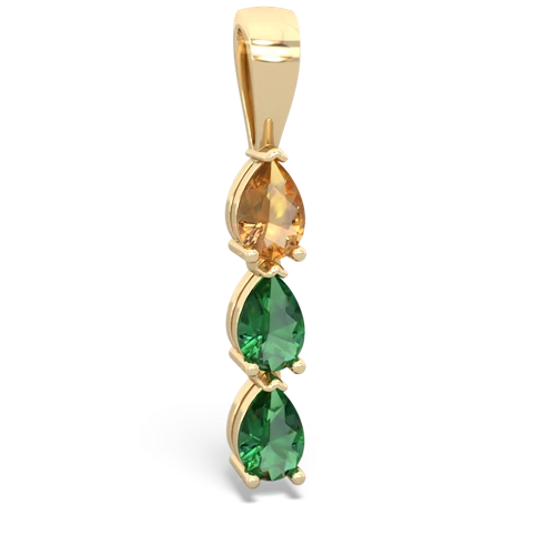 Citrine Genuine Citrine with Lab Created Emerald and Genuine Aquamarine Three Stone pendant Pendant