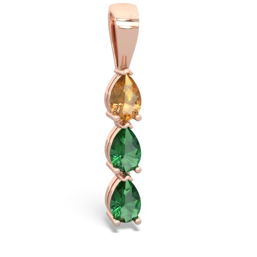 citrine-lab emerald three stone pendant