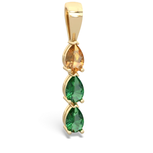 citrine-lab emerald three stone pendant