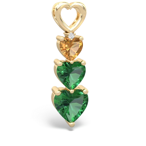 Citrine Genuine Citrine with Lab Created Emerald and Lab Created Emerald Past Present Future pendant Pendant
