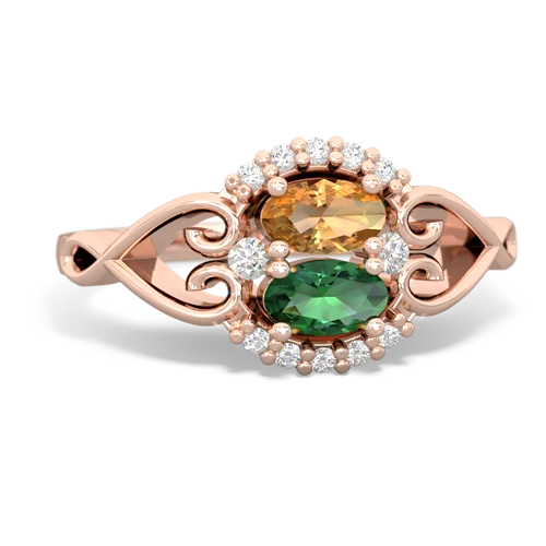 citrine-lab emerald antique keepsake ring