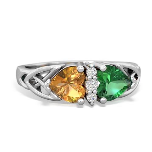 citrine-lab emerald celtic ring