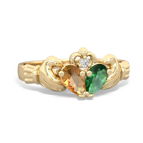 citrine-lab emerald claddagh ring