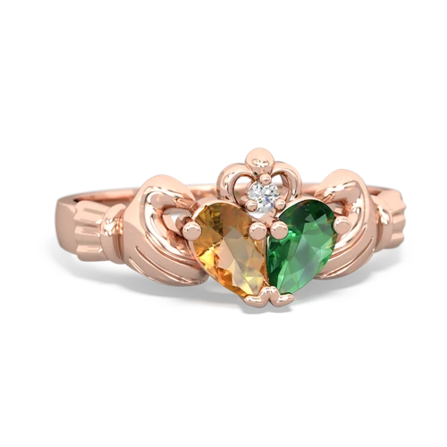 citrine-lab emerald claddagh ring