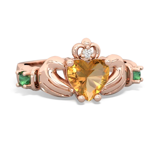 citrine-lab emerald claddagh ring