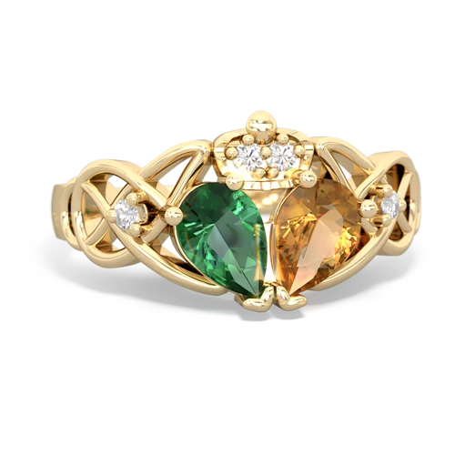 citrine-lab emerald claddagh ring