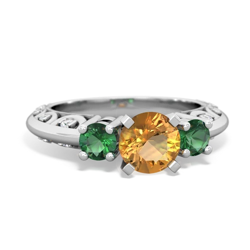 citrine-lab emerald engagement ring