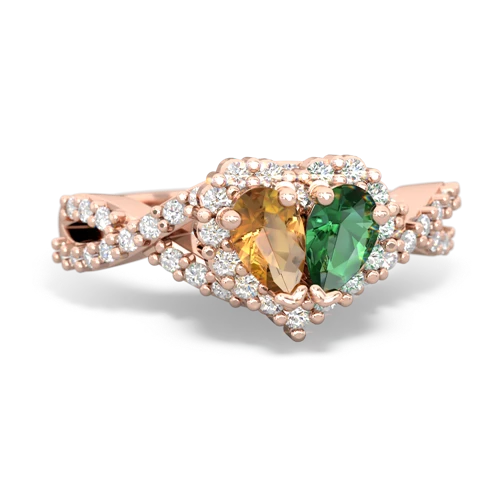 citrine-lab emerald engagement ring