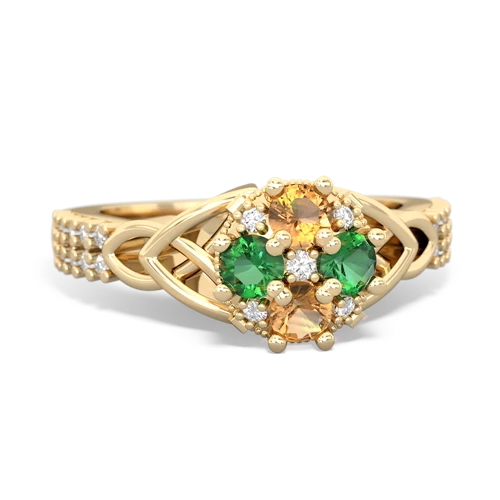 citrine-lab emerald engagement ring