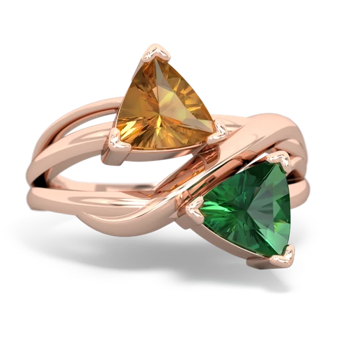 citrine-lab emerald filligree ring